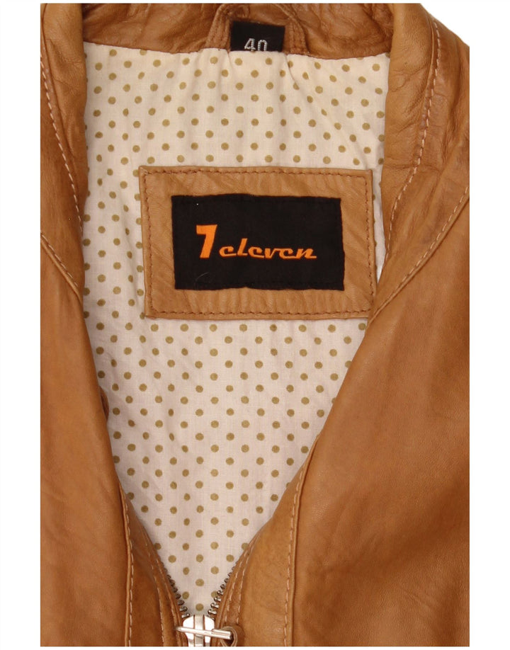 Giacca in pelle da motociclista vintage da donna EU 40 Beige medio