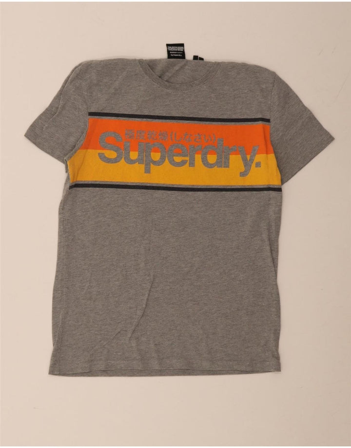 T-shirt grafica da uomo Superdry Top in cotone color block grigio medio