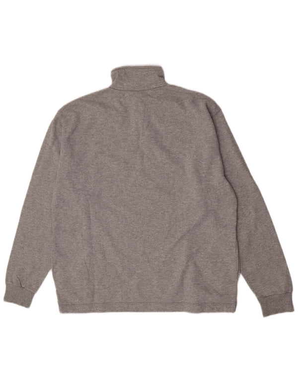 Felpa Asics da uomo con zip e collo, maglione grande, cotone grigio