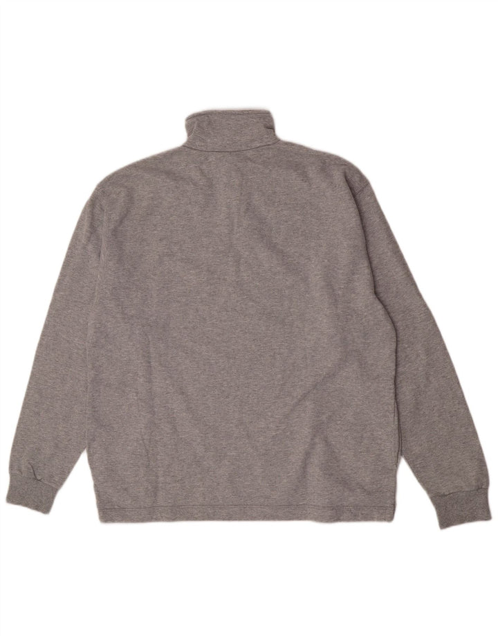 Felpa Asics da uomo con zip e collo, maglione grande, cotone grigio