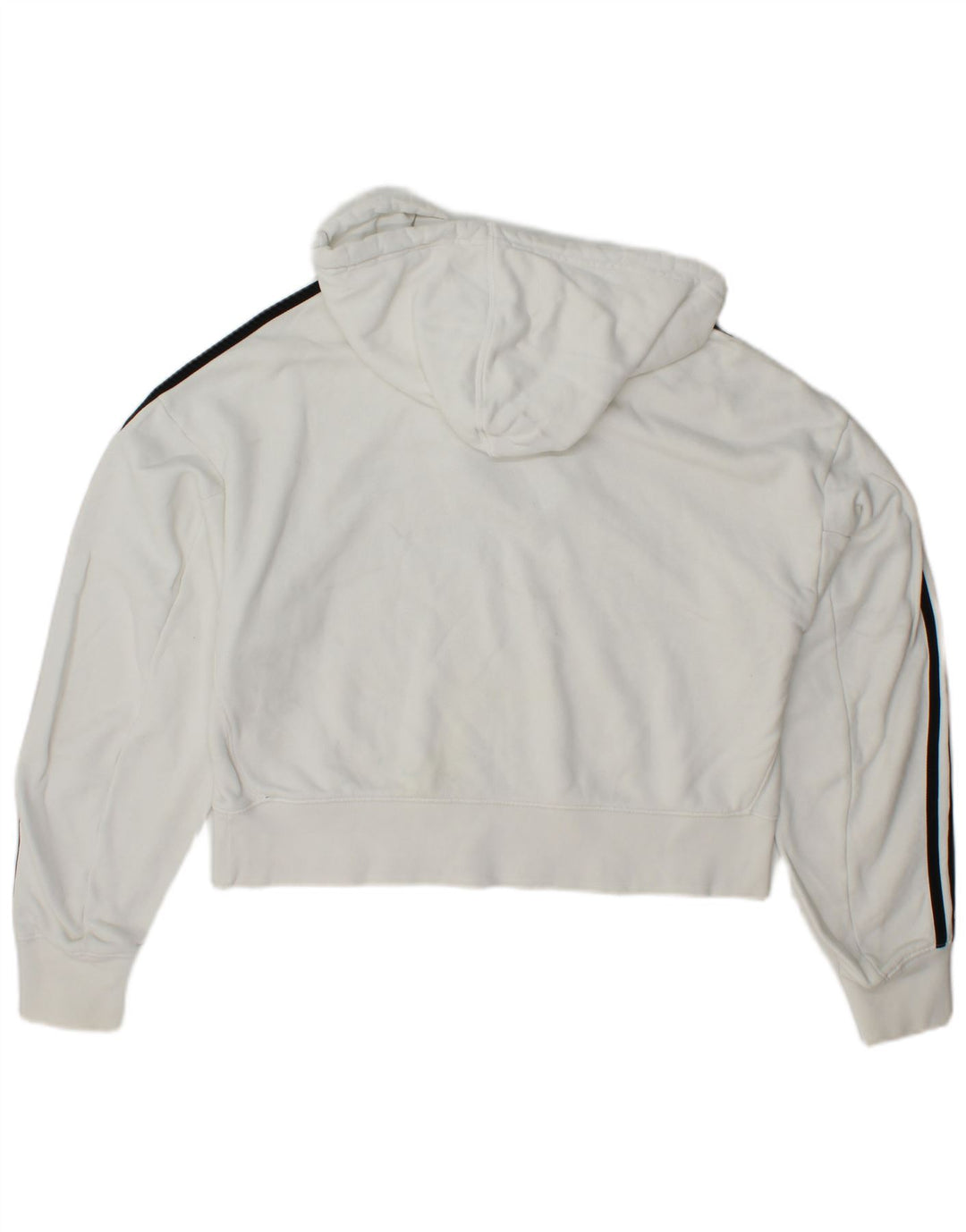 Maglione corto con cappuccio oversize da donna ADIDAS UK 8 piccolo cotone bianco