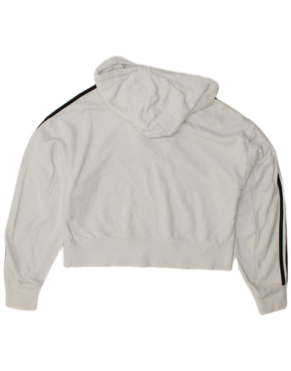 Maglione corto con cappuccio oversize da donna ADIDAS UK 8 piccolo cotone bianco