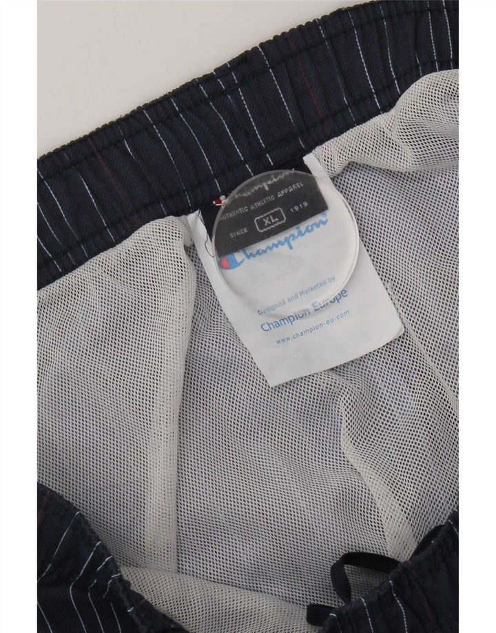 Pantaloncini da bagno da uomo Champion XL in poliammide a righe blu navy