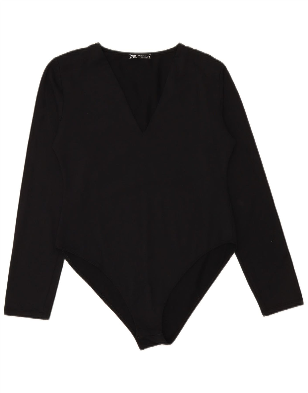 ZARA Womens Long Sleeve Bodysuit UK 14 Large Black Polyamide