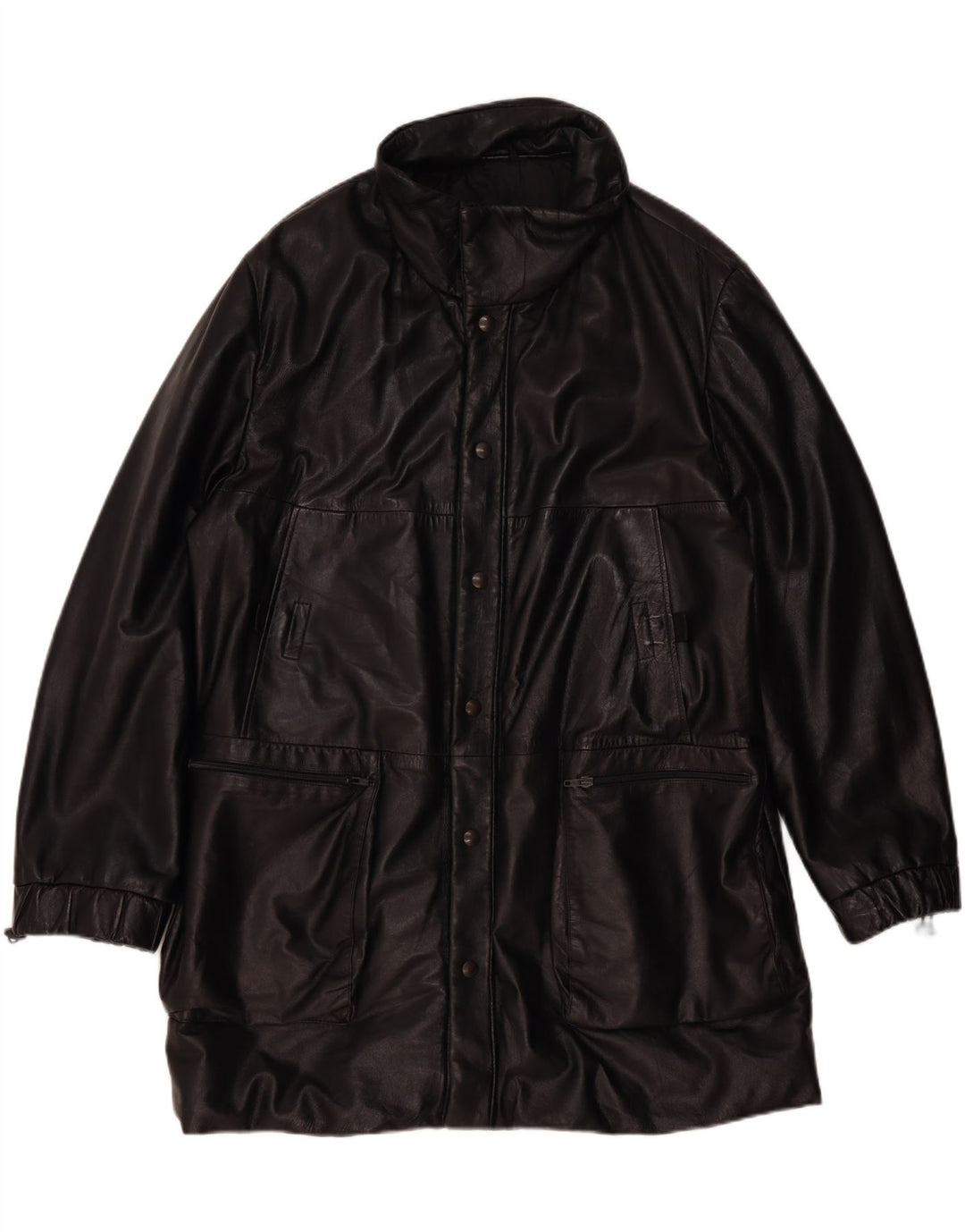 FLORENTIA Mens Leather Coat UK 42 XL Black
