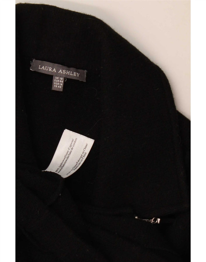 Giacca blazer da donna con zip intera Laura Ashley UK 18 XL Lana d'agnello nera