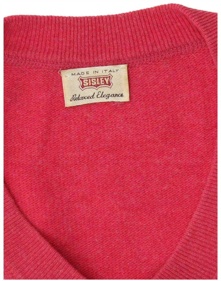 Maglione maglione oversize con scollo a V da donna Sisley UK 14 Rosa medio