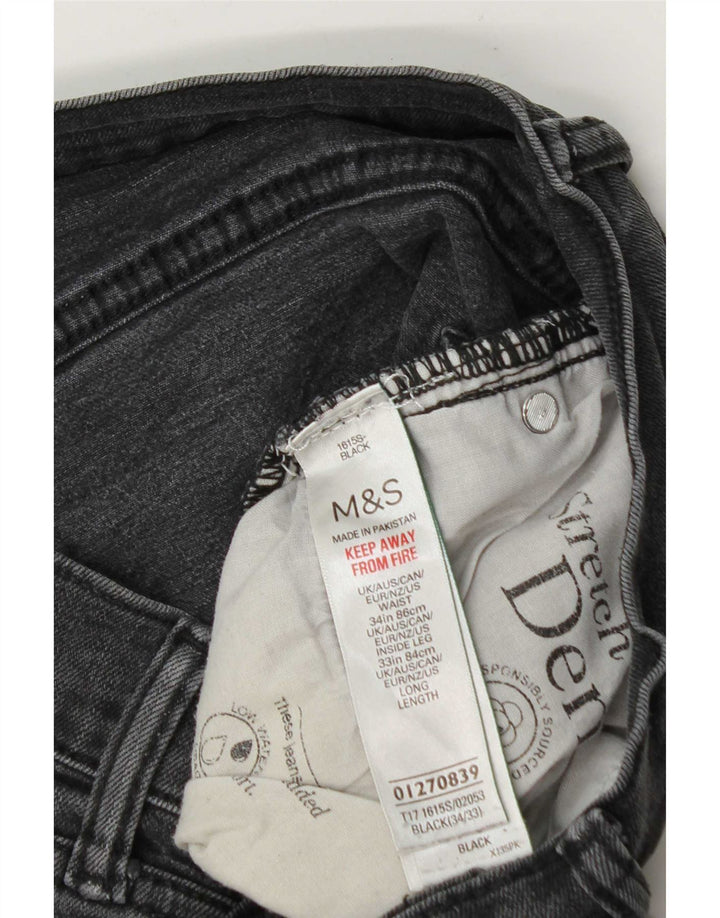 Jeans slim da uomo Marks & Spencer W34 L33 cotone nero