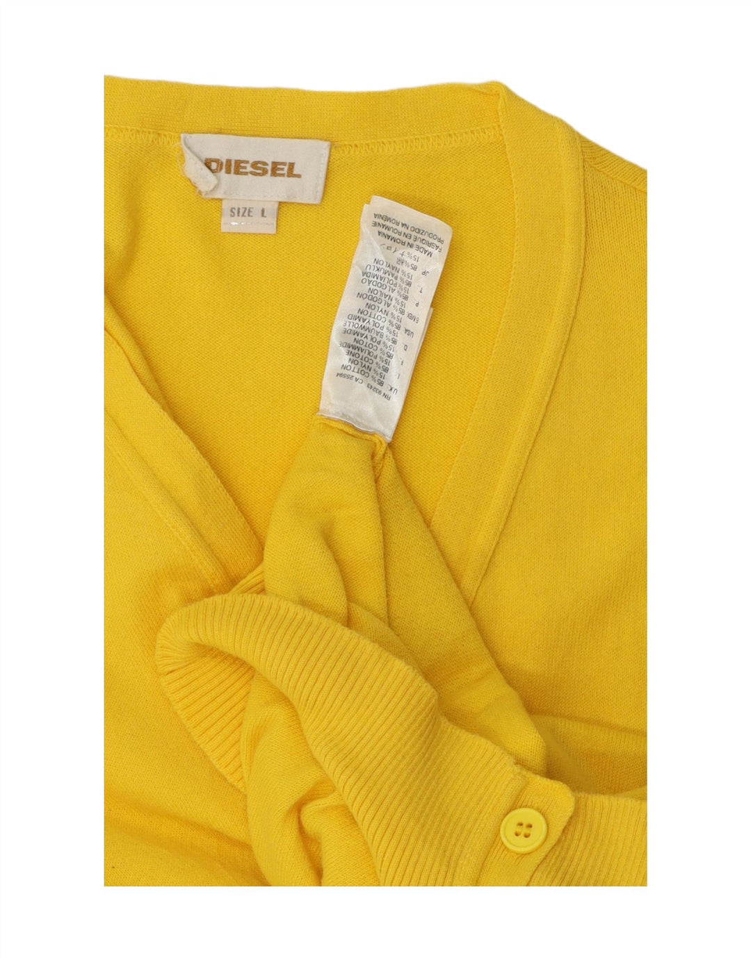 Maglione cardigan da uomo Diesel grande in cotone giallo