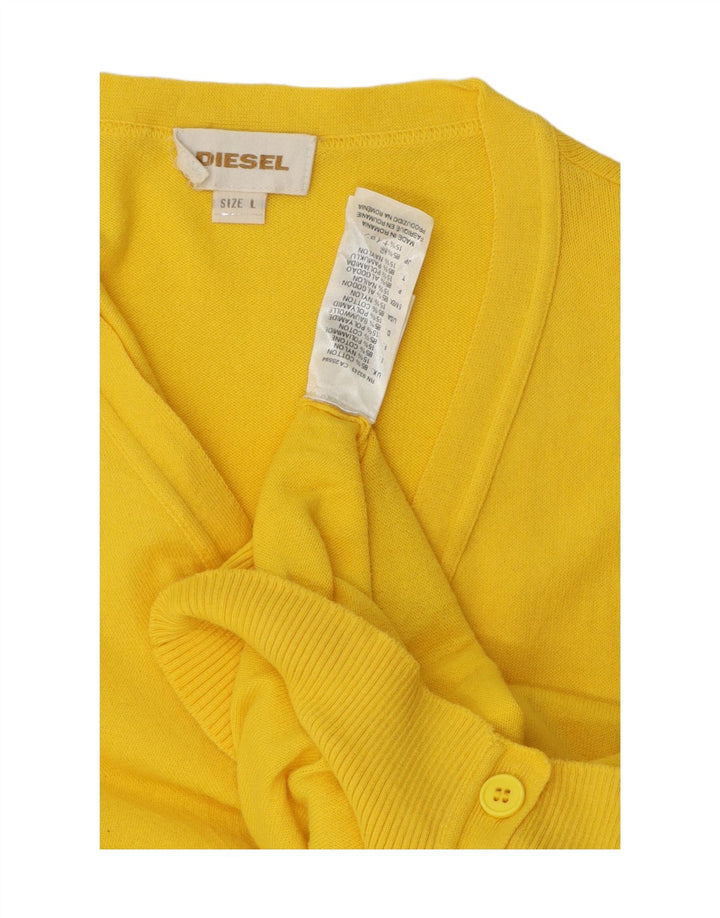 Maglione cardigan da uomo Diesel grande in cotone giallo