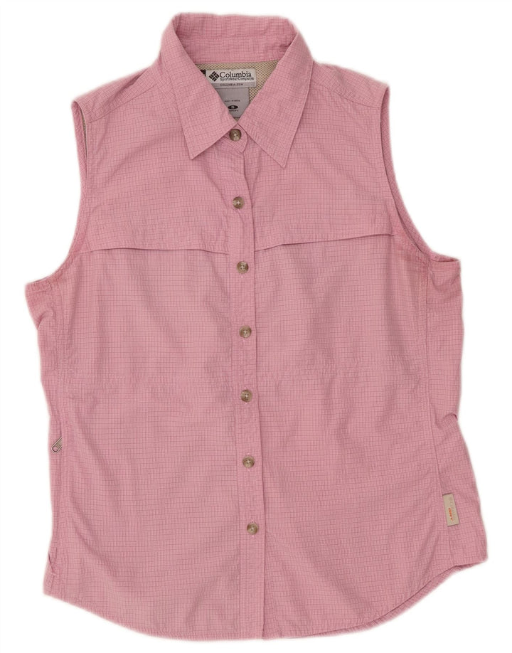 Camicia senza maniche da donna Columbia UK 10 Piccolo poliestere a quadri rosa
