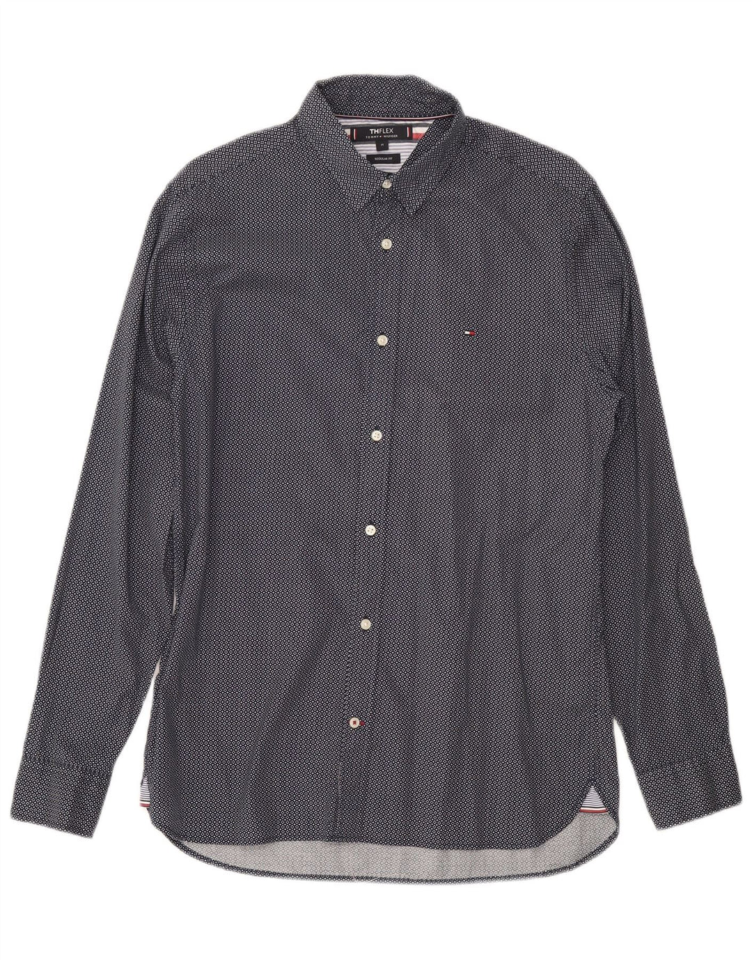 Camicia da uomo Regular Fit Tommy Hilfiger Cotone maculato medio blu navy