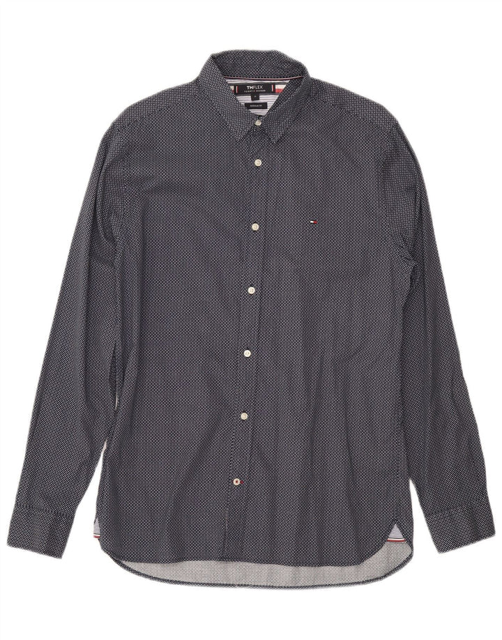 Camicia da uomo Regular Fit Tommy Hilfiger Cotone maculato medio blu navy