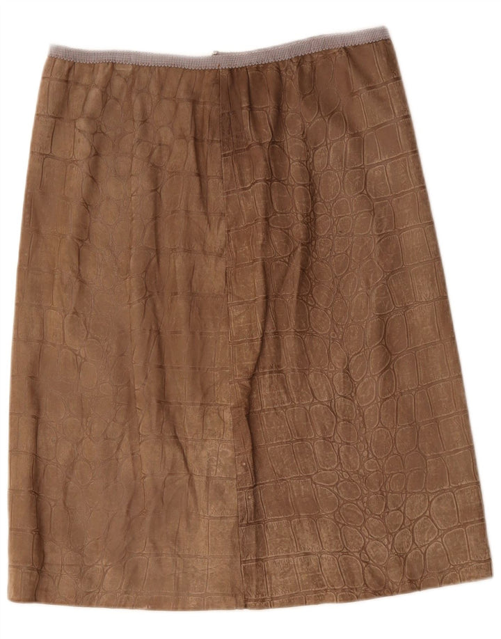 Gonna in pelle da donna VINTAGE W30 stampa animalier marrone medio
