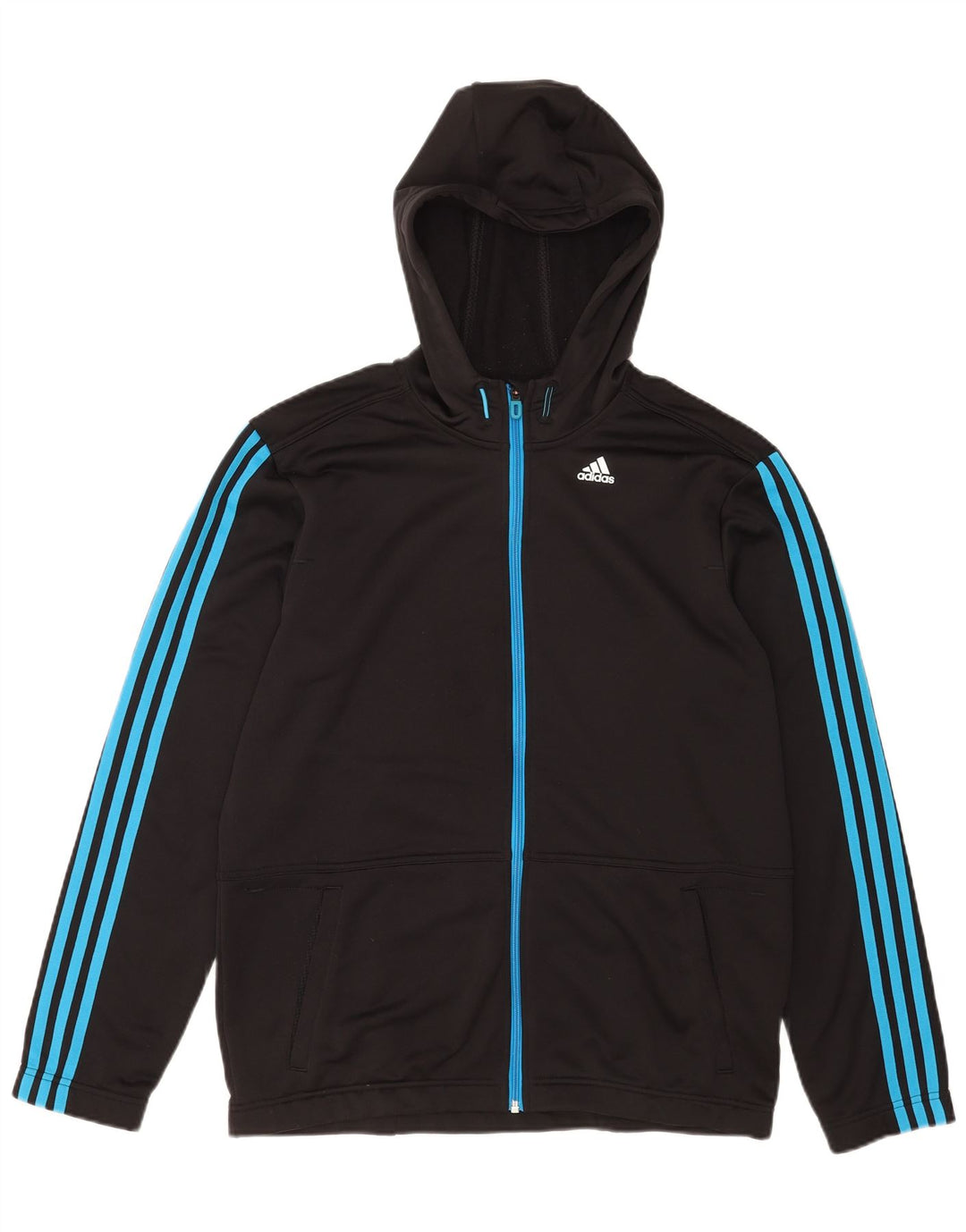 Maglione con cappuccio e zip Adidas Climalite da uomo grande in poliestere nero