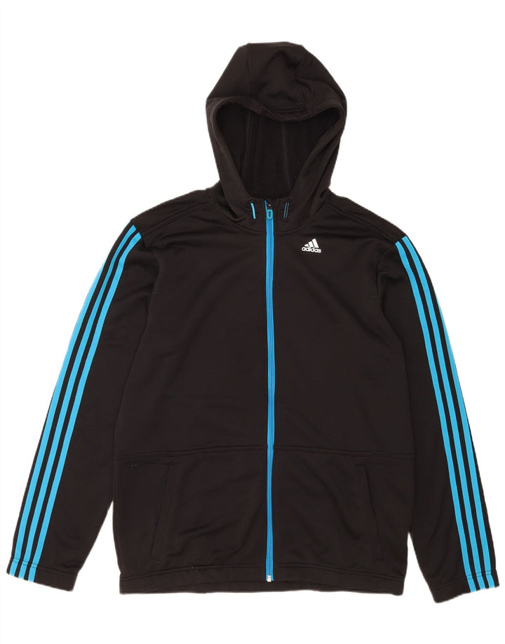 Maglione con cappuccio e zip Adidas Climalite da uomo grande in poliestere nero