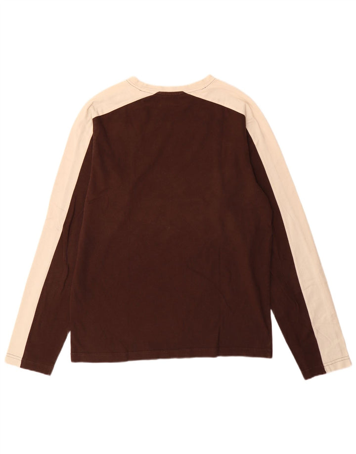Top Kappa da uomo a maniche lunghe in cotone color block marrone medio