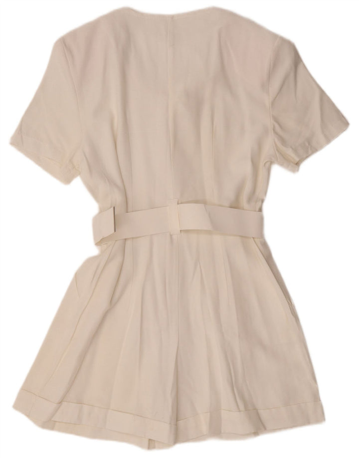 Tutina vintage da donna UK 12 in viscosa bianca media