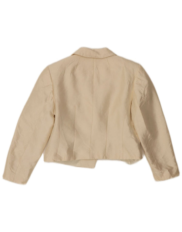 Giacca blazer corta da donna a 2 bottoni Hobbs UK 10 piccola lana bianco sporco
