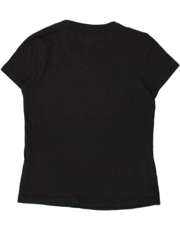 T-shirt grafica ADIDAS da donna Climalite UK 12/14 cotone nero medio