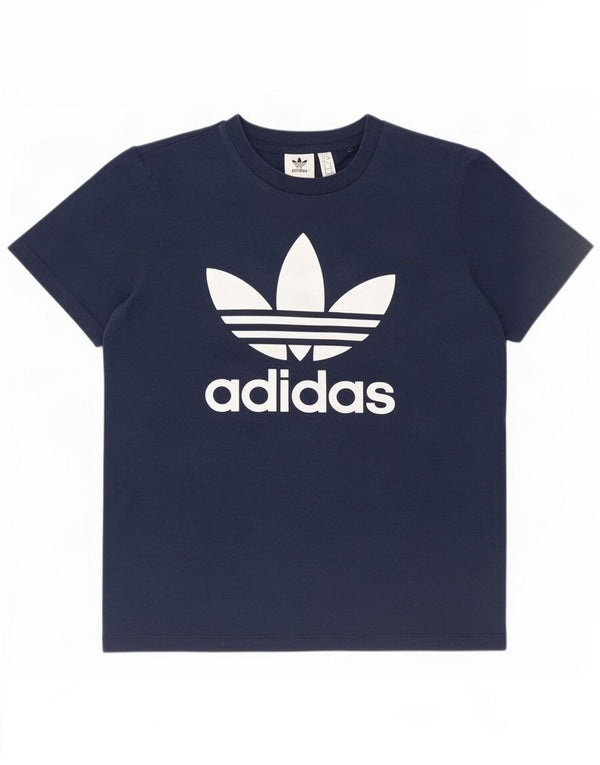 T-shirt grafica da donna Adidas Top UK 12 medio blu navy in cotone
