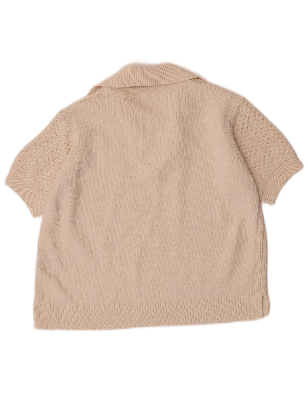 Maglione corto da donna Marks & Spencer con collo a polo UK 14 medio bianco sporco