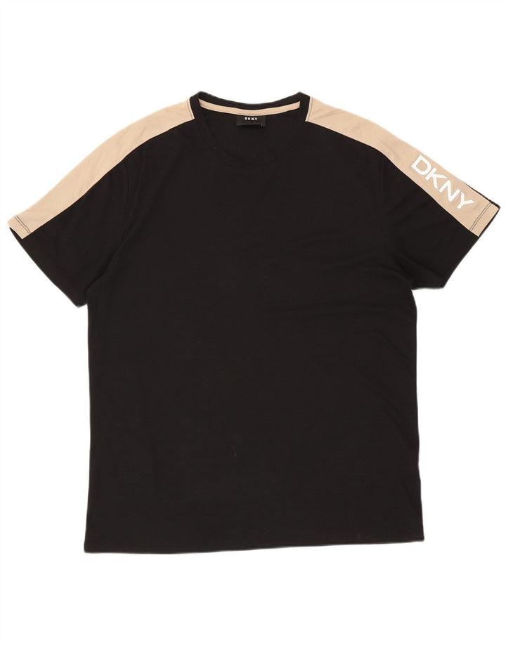 T-shirt grafica da uomo DKNY Top grande in cotone color block nero
