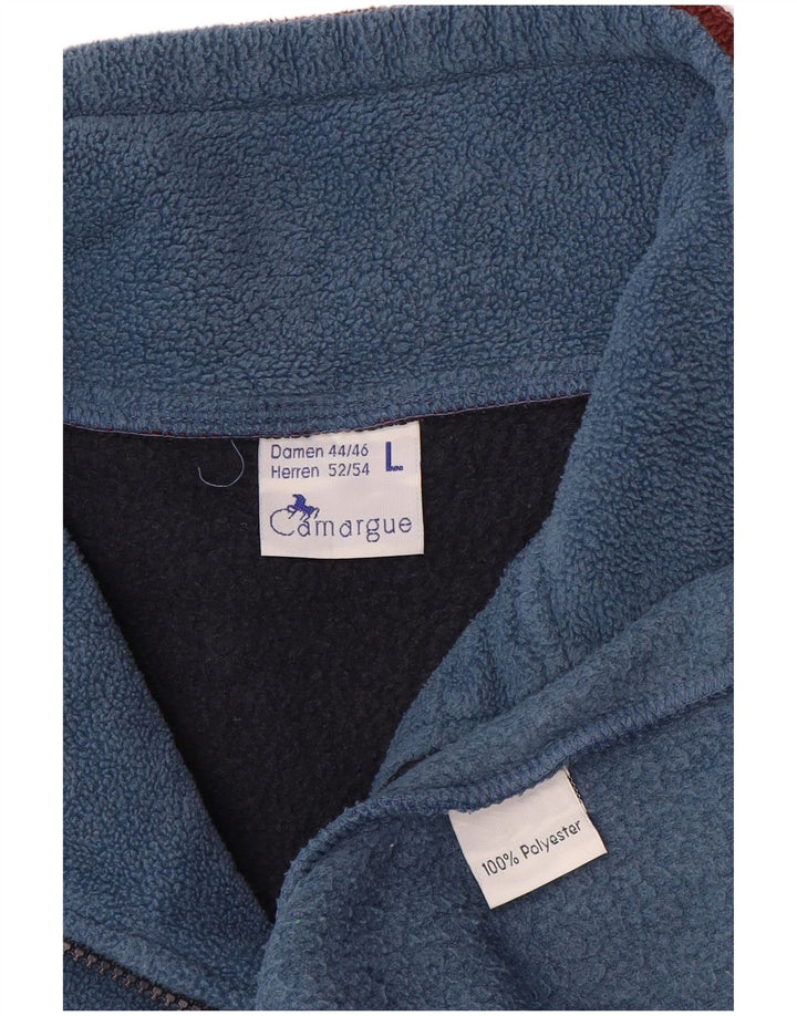 CAMARGUE Maglione in pile da uomo con zip e collo, grande, in poliestere color block blu