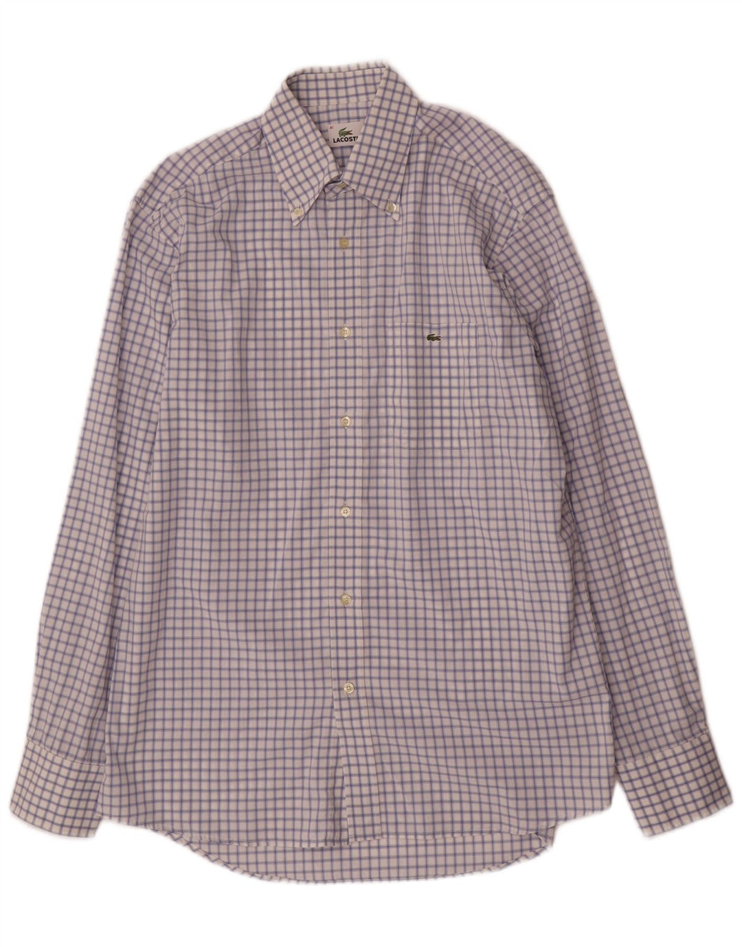 Camicia da uomo Lacoste taglia 41 grande cotone a quadri blu