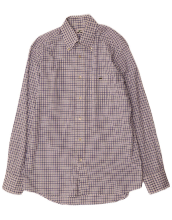 Camicia da uomo Lacoste taglia 41 grande cotone a quadri blu