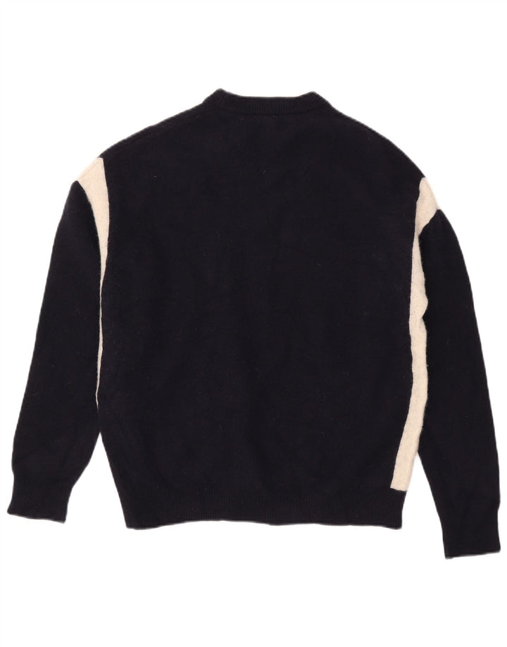 Maglione da uomo girocollo Reiss in lana color block medio blu navy