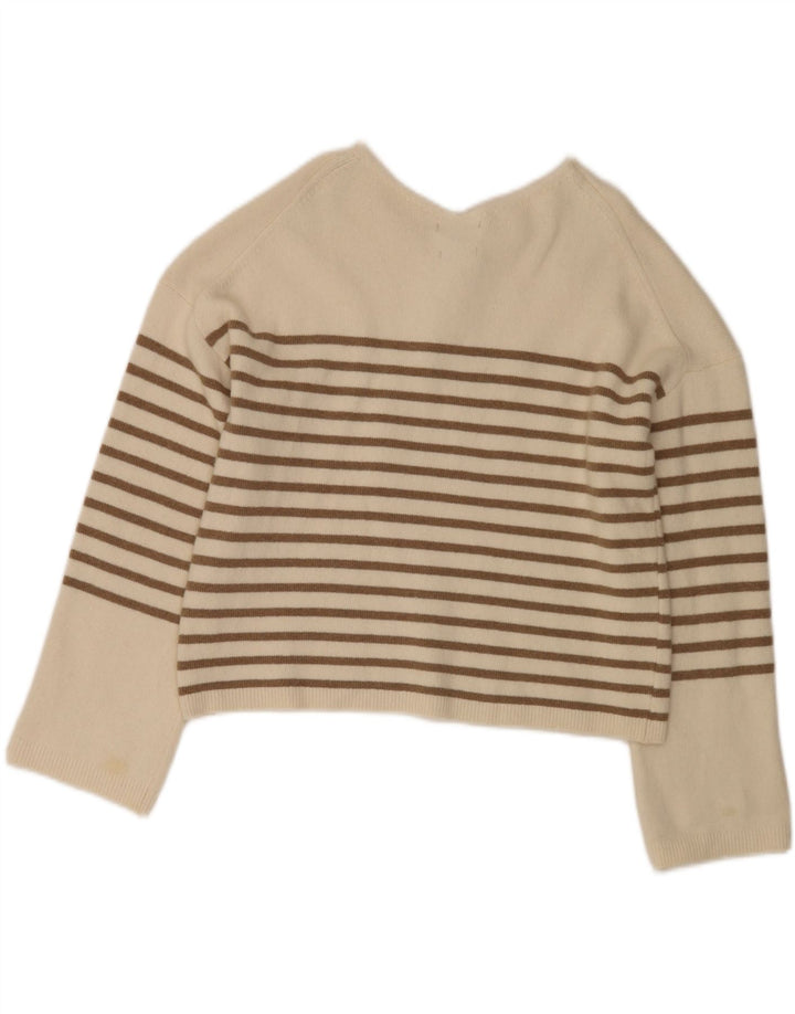 Massimo Dutti Maglione da donna con scollo a barca corto UK 10 piccolo bianco