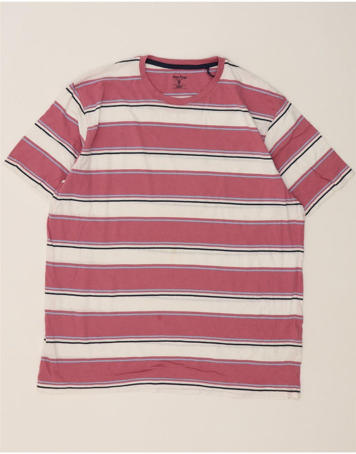 T-shirt da uomo James Pringle Top grande in cotone a righe rosa