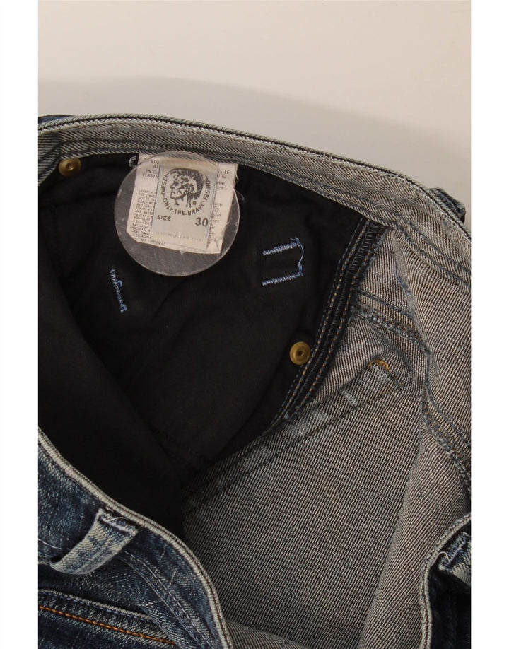 Jeans dritti invecchiati da uomo Diesel W30 L28 in cotone blu