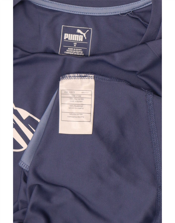 T-shirt grafica da donna Puma UK 12 Poliestere color block blu medio