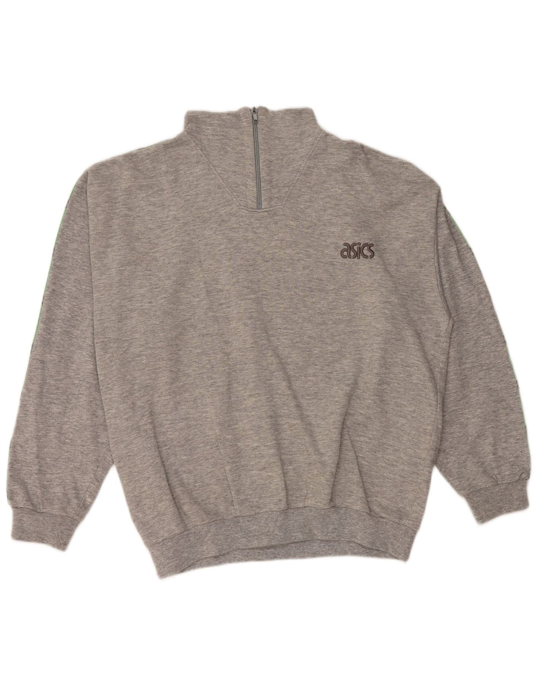 Felpa Asics da uomo con collo con zip grafica, maglione XL, cotone chiazzato grigio