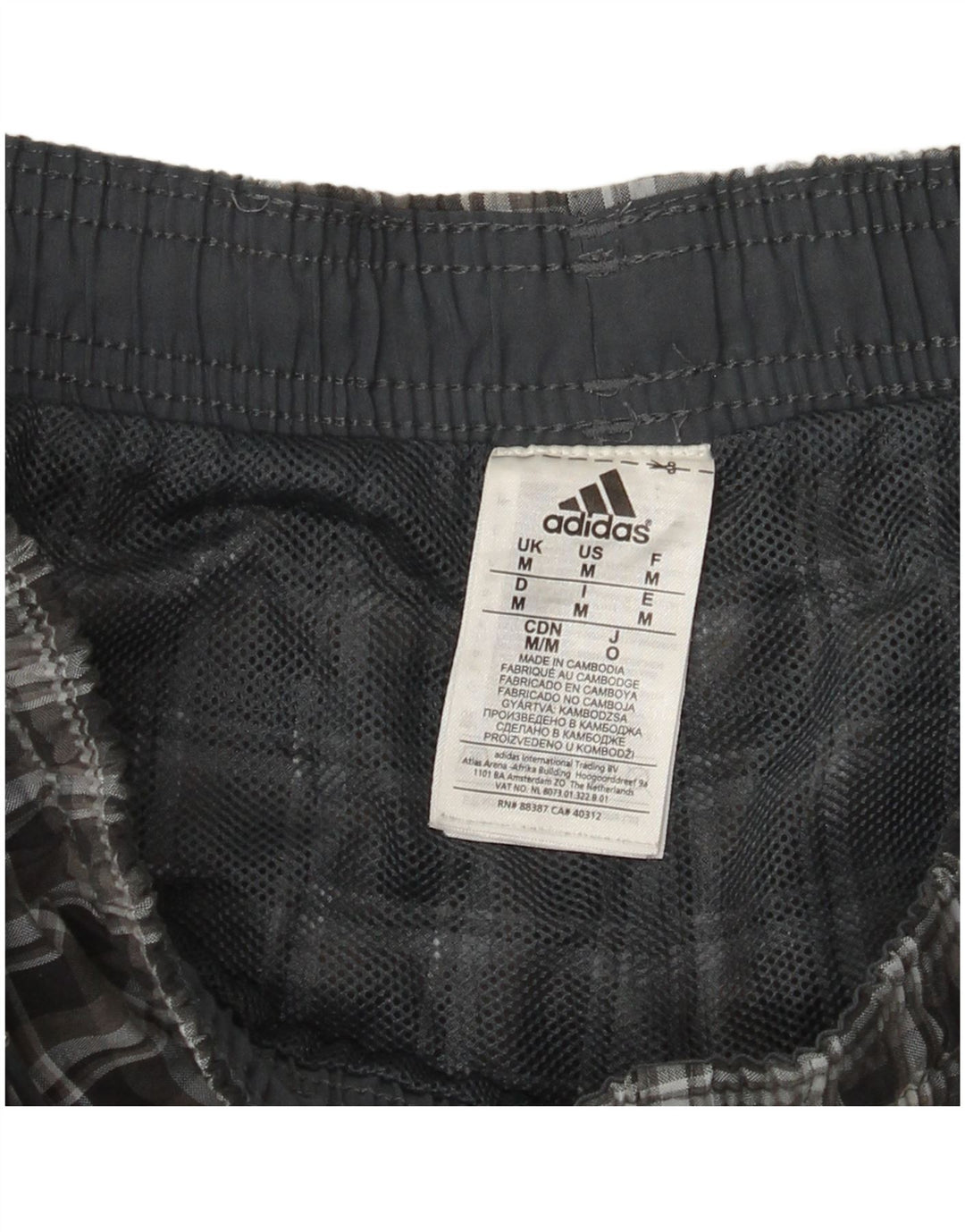 Pantaloncini sportivi Adidas da uomo medio in poliestere a quadri neri