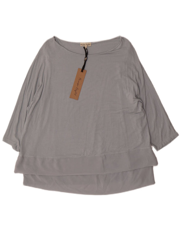 Phase Eight Camicetta da donna con maniche a 3/4 Top UK 16 Large Blu Viscosa