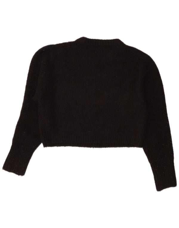 Maglione corto girocollo da donna Zara UK 14 acrilico nero medio