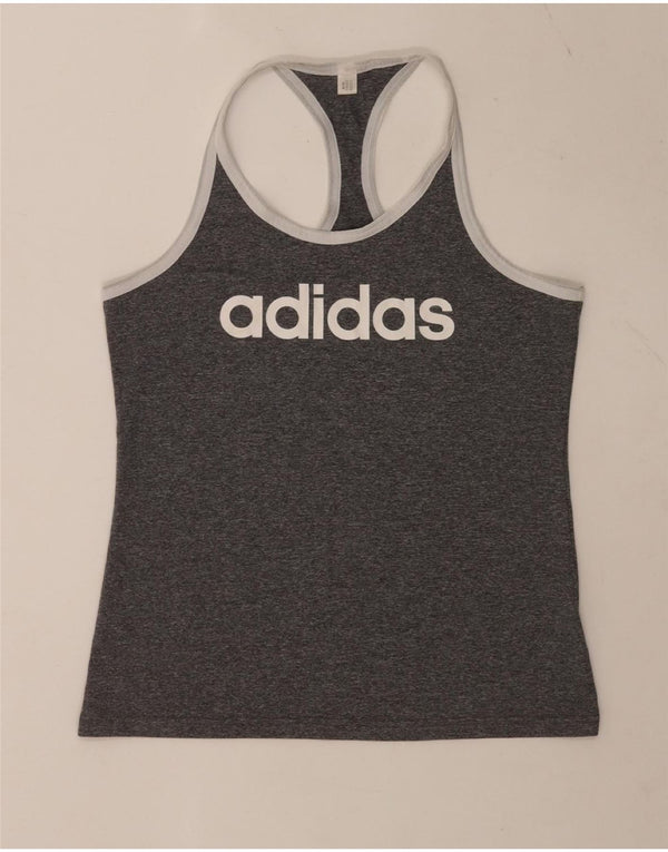 Adidas Donna Graphic Vest Top UK 10 Small Grigio Poliestere Sport
