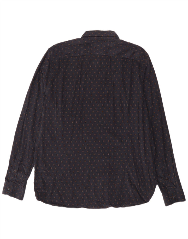 TED BAKER Camicia da uomo in velluto a coste taglia 6 2XL Cotone floreale blu navy