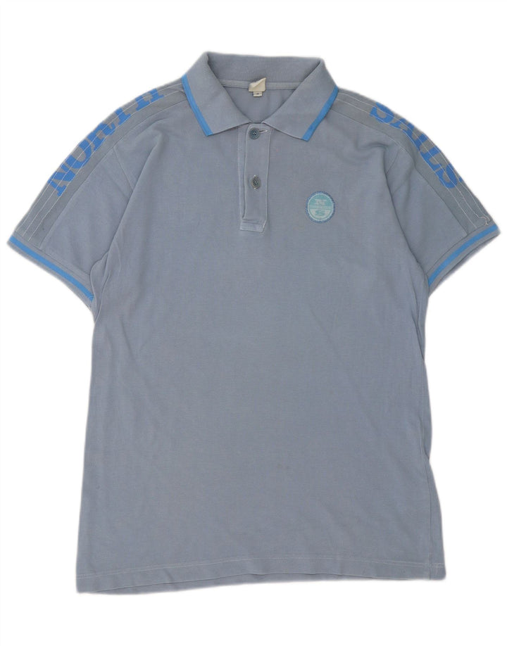 Polo grafica da uomo North Sails in cotone a righe blu medio