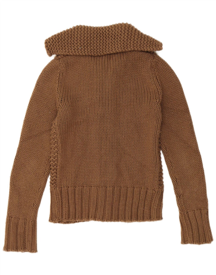 Maglione cardigan con cappuccio da donna Zara UK 12 Marrone medio