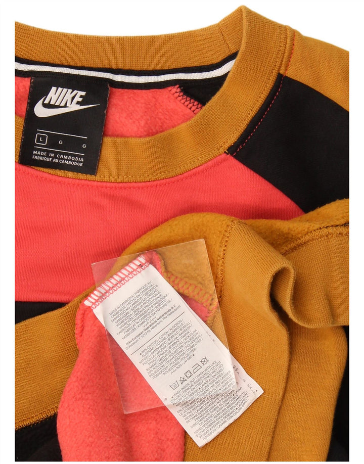 Felpa grafica da uomo Nike, maglione grande, in cotone color block multicolore