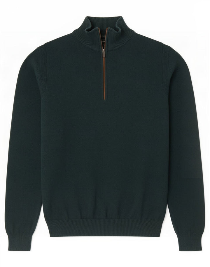 Massimo Dutti Maglione da uomo con zip e collo piccolo verde