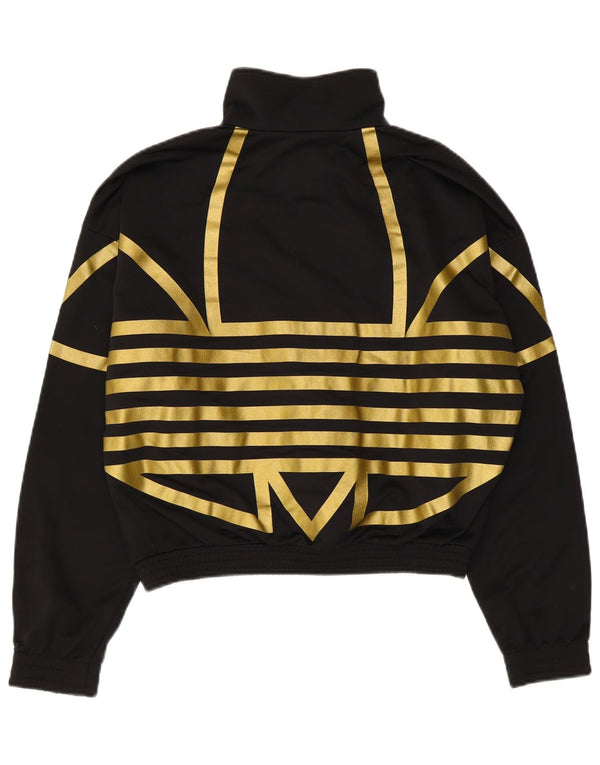 Giacca da ginnastica oversize con grafica corta Adidas da donna UK 8 piccola nera