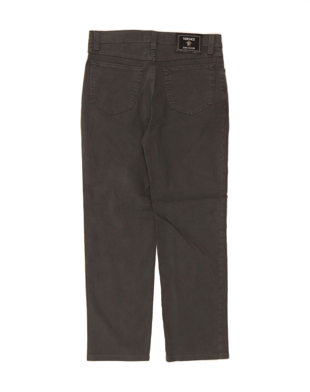 VERSACE Womens Straight Casual Trousers W32 L27 Grey Cotton Vintage Versace and Second-Hand Versace from Messina Hembry 