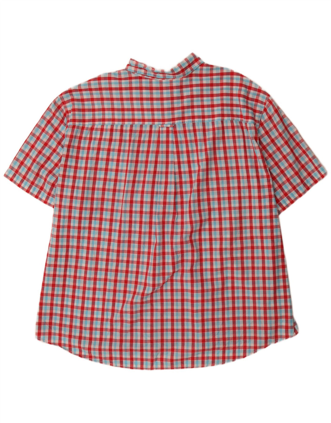Chaps Camicia da uomo vestibilità regolare a maniche corte grandi 4XL in cotone a quadretti rosso