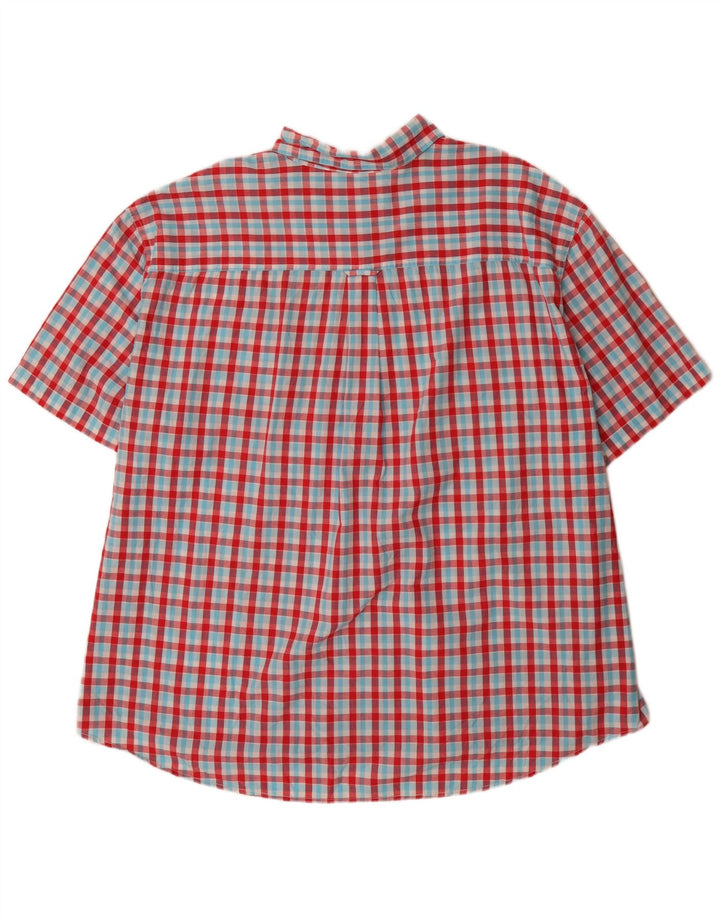 Chaps Camicia da uomo vestibilità regolare a maniche corte grandi 4XL in cotone a quadretti rosso
