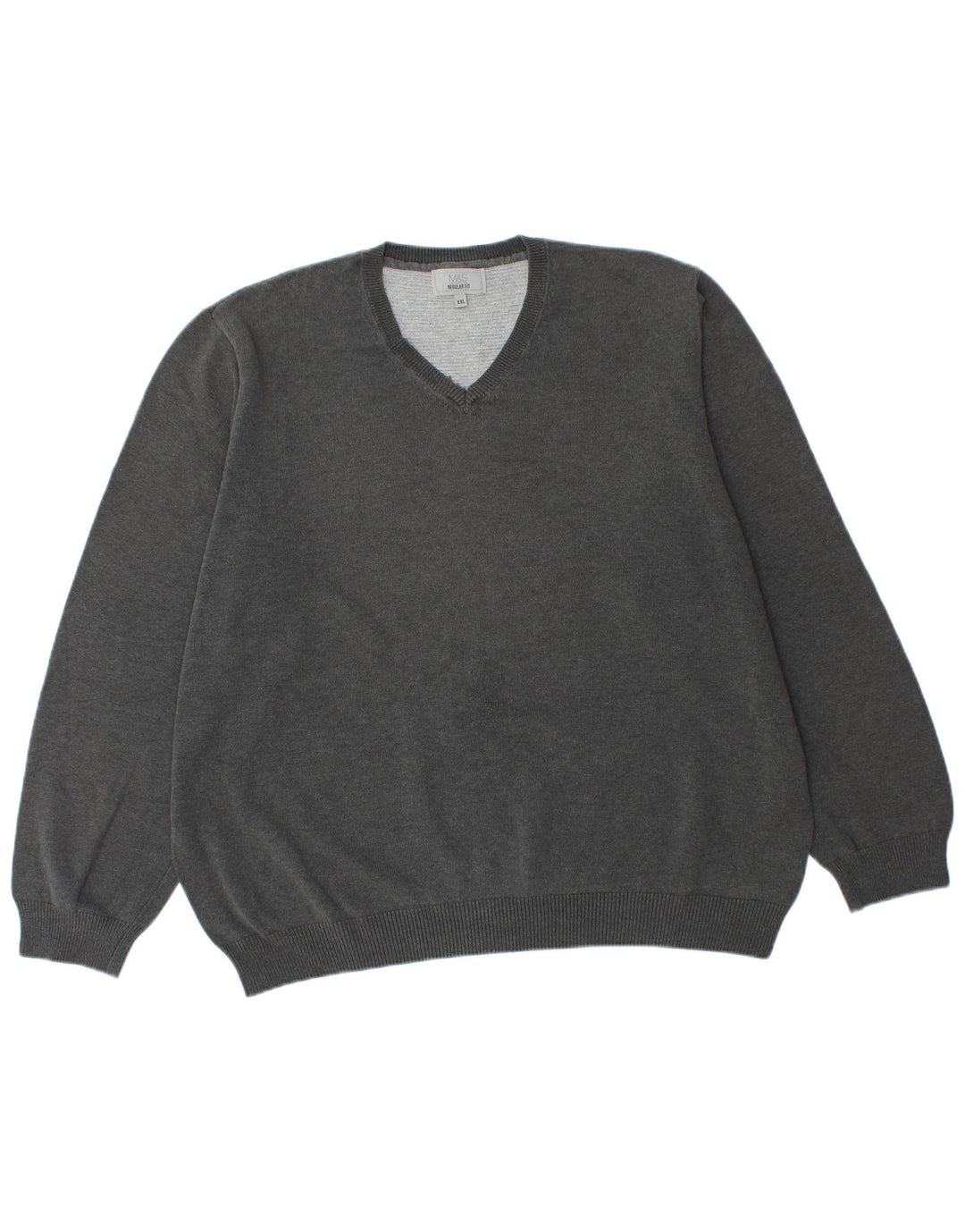 Maglione da uomo Marks & Spencer vestibilità regolare con scollo a V 2XL cotone grigio